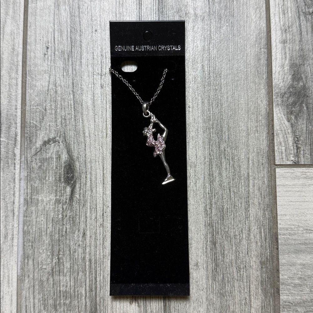 Ice skater necklace with pink stones